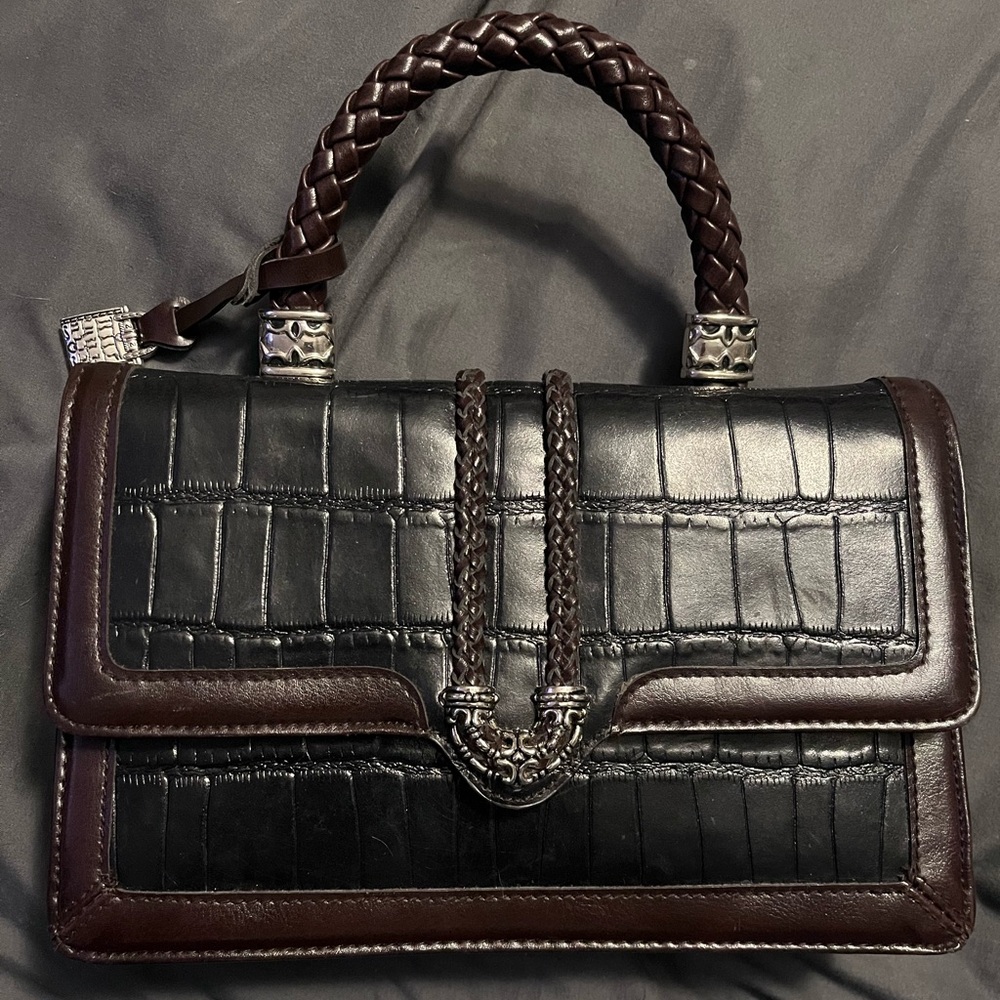 Marc Chantal satchel bag faux crocodile embossing with shoulder strap